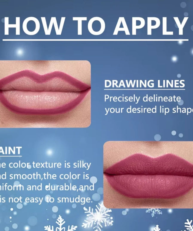 12 Pcs Matte lipliner Christmas Set Lipstick Pen for Women Makeup Hold lipliner Set Christmas Day Cosmetics