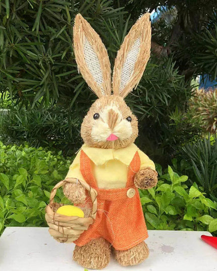 Cute 35cm Straw Rabbit Woven Rabbit Garden Statue Rabbit Handicraft Home Decor – New Year And Easter Decorations Ornament 2026