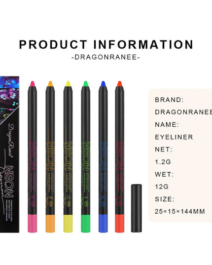 Fluorescence Blue Eyeliner Gel Waterproof Luminous UV Light Neon Eyeliner Pen Yellow Green Pink Color Eye Shadow Cream Make Up