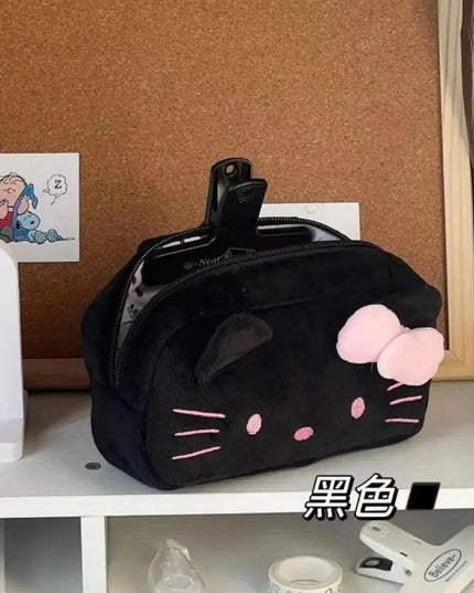 Hello Kitty Plush Storage Bag Sanrio Makeup Bag Pencil Case Cartoon Student Stationery Bag Girl Makeup Bag Birthday Gift