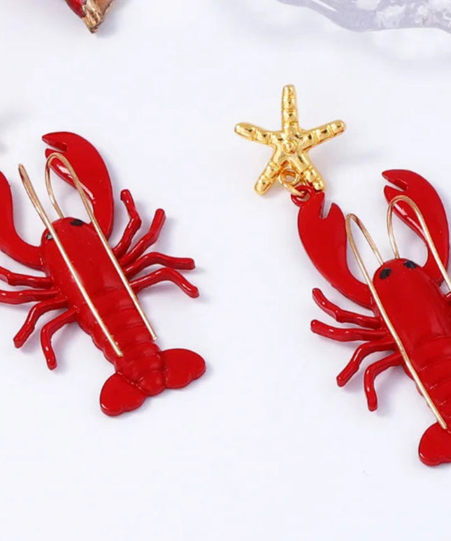 Summer Beach Ocean Leisure Style Alloy Cute Color Crab Shape Earrings Women's Fashion