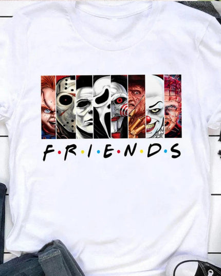 Friends T Shirt Best Stephen King Horror Characters Printed Cartoon Women Fashion Tops Oversized Tee Halloween Clothes Women