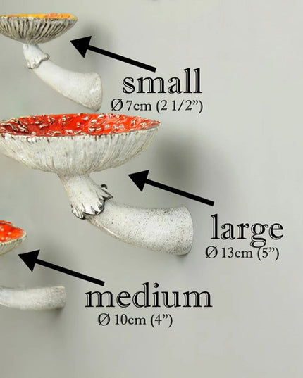 7/10/13cm Resin Amanita Shaped Floating Shelf Wall Mounted Mushroom Hanging Shelf Halloween Decor Keys Holder Home Ornaments