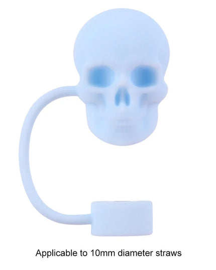 Silicone Cute Skull Straw Covers 10mm Skull Shape Straw Caps Reusable Halloween Skull Straw Toppers for Stanley 30&40 Oz Tumbler