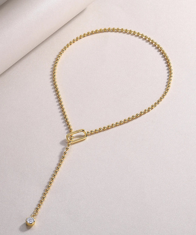 JIUZUAN Moissanite Y-Shape Necklace, S925 Silver, 18K Gold Plated, Elegant Jewelry for Women, Perfect Xmas Gift