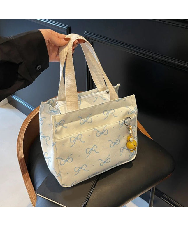Casual Handbag with Handle Bow Print Tote Bag Lightweight Hobo Bag for Women Work Picnic Beach