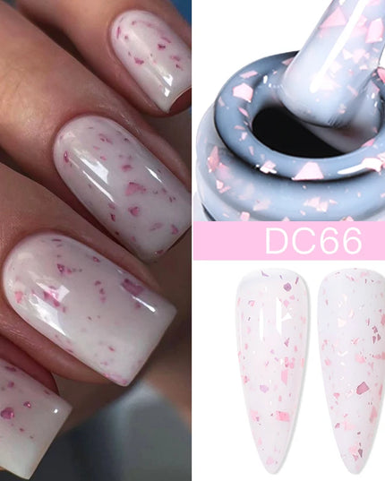 7ml Snowflake Gel Nail Polish UV LED Semi Permanent Milky White Pink Glitter Snow Sequins Gel Nails Art Design Varnish Manicure