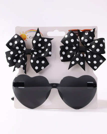 3Pcs/Pack Solid Dot Hair Bows Clip Girls Boutique Bowknot Hair Clips Kids Colorful Heart Sun Glasses Children Hair Accessories