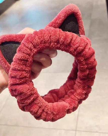 Face Wash Headband Hairband With Cat Ears Coral Fleece Cartoon Cute Creative Hair Accessories