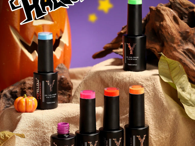 YOKEFELLOW Glow in the Dark Gel Nail Polish 10ML Orange Fluorescent Neon Luminous Gel Polish Nail Art for Halloween Women Girls