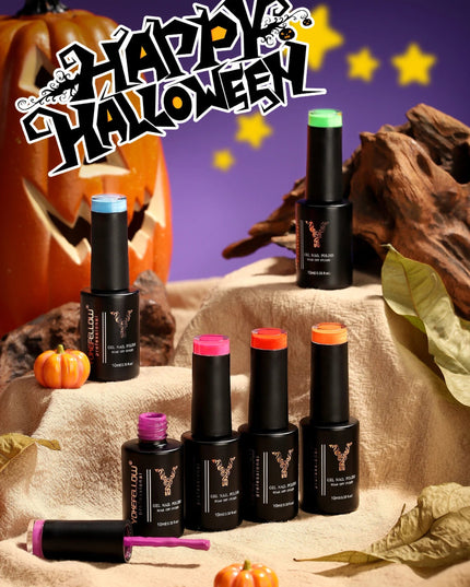 YOKEFELLOW Glow in the Dark Gel Nail Polish 10ML Orange Fluorescent Neon Luminous Gel Polish Nail Art for Halloween Women Girls