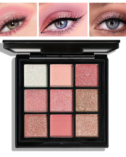 9-Grid Red Eyeshadow Palette Purple Glitter Pearlescent Matte Eye Shadow Shimmer Makeup Long Lasting Women Beauty Eye Cosmetics