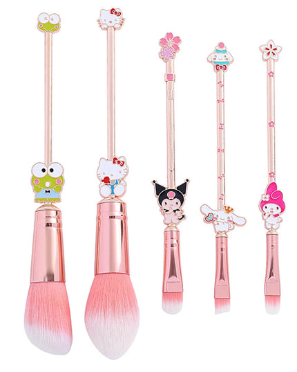 5pcs/set Hello Kitty Makeup Brush Kawaii Kuromi My Melody Cinnamoroll Cartoon Character Cosplay Prop Makeup Brushes Tool
