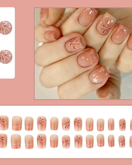 Woman Glittering Press On Nails Short Ballerina Blush False Nails Reusable Nail Tips for Women and Girl Nail Salon at Home
