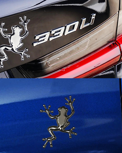 3D Metal Frog-shaped Car Sticker: Fun Car Badge for Trunk, Fender and Door Decoration & Modification Accessories