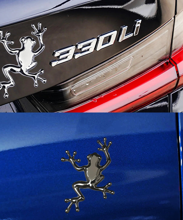 3D Metal Frog-shaped Car Sticker: Fun Car Badge for Trunk, Fender and Door Decoration & Modification Accessories