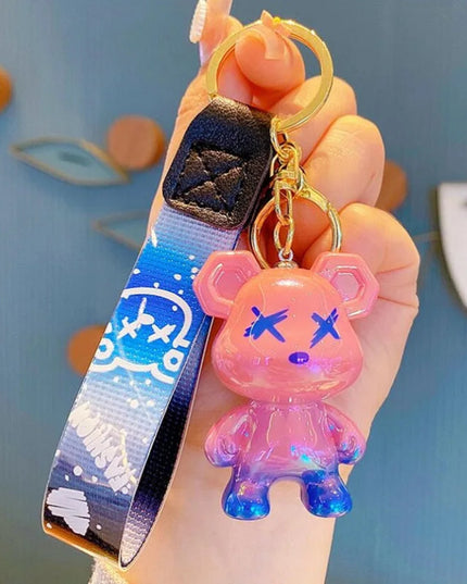 Cute Bear Keychain With Strap The Best Car Key Keyring Animal Bag Backpack Key Chain Charm Pendant Accessory Gift For Friend