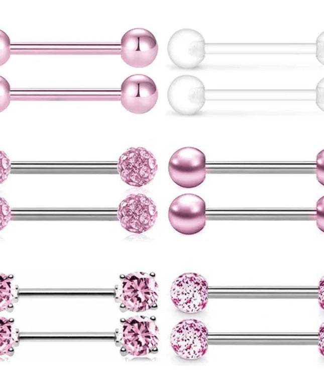 6Pair Crystal Nipple Piercing Jewelry Set For Women Heart  Nipple Barbells Bulk Glitter Nipple Rings Pack Piercing Pezon Lote
