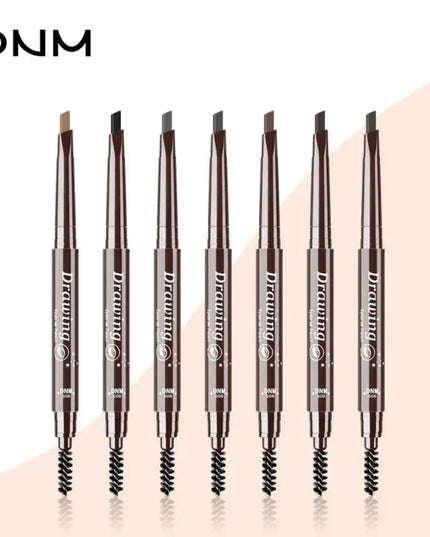 DNM Double-Heads Triangular Eyebrow Pencil 7-Color Option with Brush Natural Look Easy Coloring And Drawing for Eyebrows