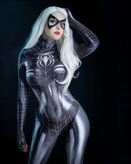 Sexy Black Cat Superhero Cosplay Costume For Spider Women Halloween Costume Christmas Tight 3d Printing Jumpuit Bodysuit Toys