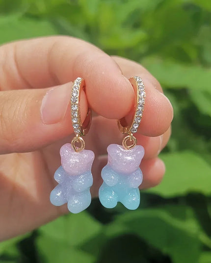 Cute Acrylic Candy Gummy Bear Dangle Earrings for Women Rainbow Bear CZ Hoop Earrings 2022 Korean Fashion Sweet Girl Jewelry