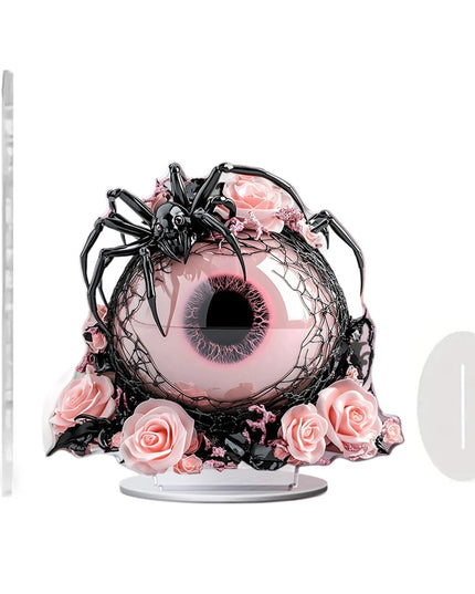 Spooky Halloween Acrylic Table Decor Set with 2D Flat Candle Moon Witch Eyeball and Fallen Angel Figurines for Home Décor
