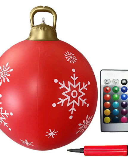 24 Inch Inflatable Christmas Balls New Years Christmas Ornaments with Lights PVC Giant Inflatable Christmas Balls Holiday Decor