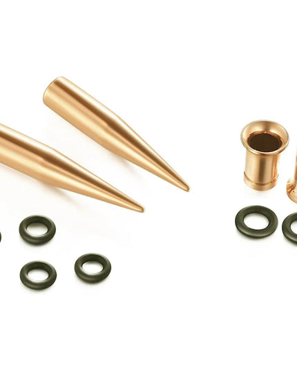 9Pairs Stainless Steel Gold Color Ear Taper Stretching Kit Gauge Expenders Set-18pcs Tapers Or Tunnels Piercing Jewelry 1.6-10mm