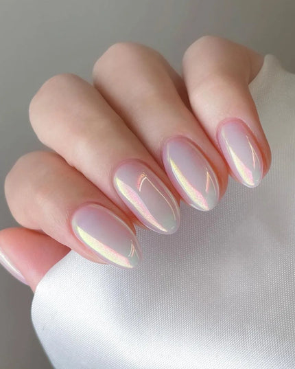 24pcs Solid Color Press on Nails Gradient Design Acrylic False Nails Nude Pink Stick on Nails Simple Almond Nail Art for Girls