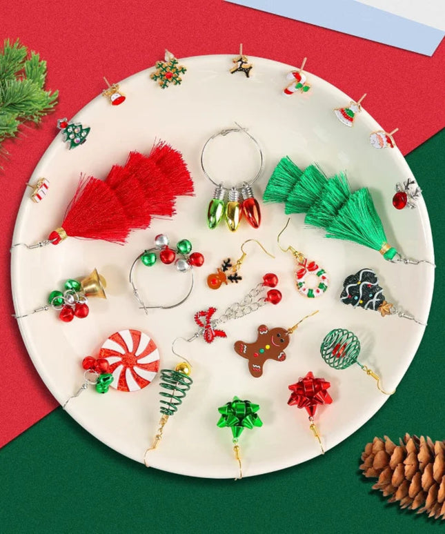 23 Pairs Christmas Earrings for Women Xmas Holiday Dangle Earrings Christmas Stud Tree Snowflake Bow Bells Light Earrings Bulk