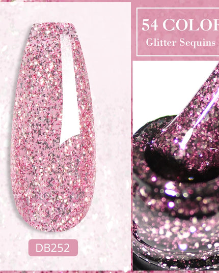 7ml Snowflake Gel Nail Polish UV LED Semi Permanent Milky White Pink Glitter Snow Sequins Gel Nails Art Design Varnish Manicure
