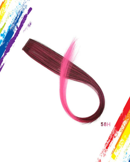 Multi-colors  Clip in Synthetic Hair Extensions 22 inch Rainbow Hairpieces for Girls Women Kids Favor Gift(Colorful Set)