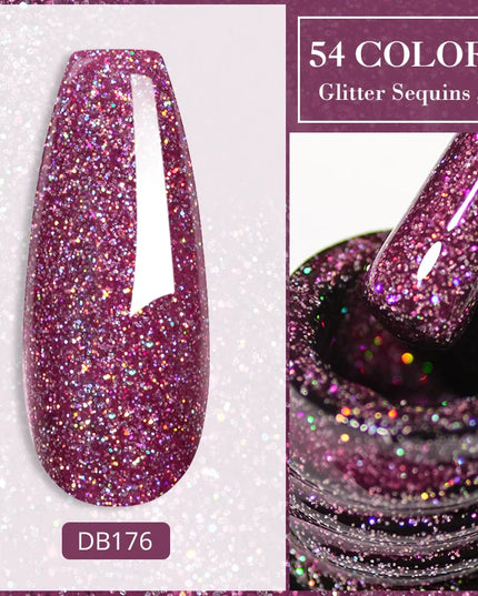 7ml Snowflake Gel Nail Polish UV LED Semi Permanent Milky White Pink Glitter Snow Sequins Gel Nails Art Design Varnish Manicure