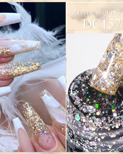 7ml Snowflake Gel Nail Polish UV LED Semi Permanent Milky White Pink Glitter Snow Sequins Gel Nails Art Design Varnish Manicure