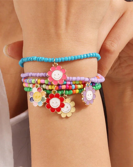 Aihua Cute Girls Purple Butterfly Seed Beaded Bracelet Set Handmade Kids Teen Friendship Best Friends Gifts Jewelry Sets