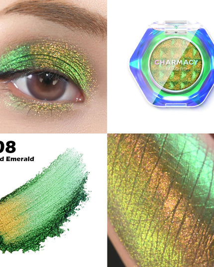 CHARMACY Multichrome Eyeshadow Palette 8 Colors Shimmer Waterproof Long-lasting Professional Eye Shadow Cosmetic Makeup