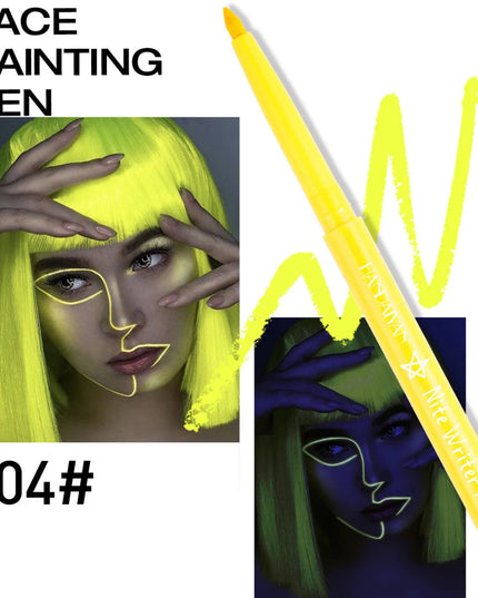 Fluorescent UV Light Neon Eyeliner Pen Waterproof Yellow Purple Orange Color Gel Eye Liner Pencil Eyes Make Up Cosmetics Tool