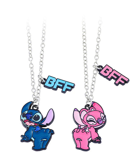 Disney-Stitch Heart Necklace for Couple, Gold and Silver Color, Angel and Stitch, Cute Style , Jewelry Pendant, Gift for Girl, 1