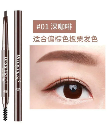 DNM Double-Heads Triangular Eyebrow Pencil 7-Color Option with Brush Natural Look Easy Coloring And Drawing for Eyebrows