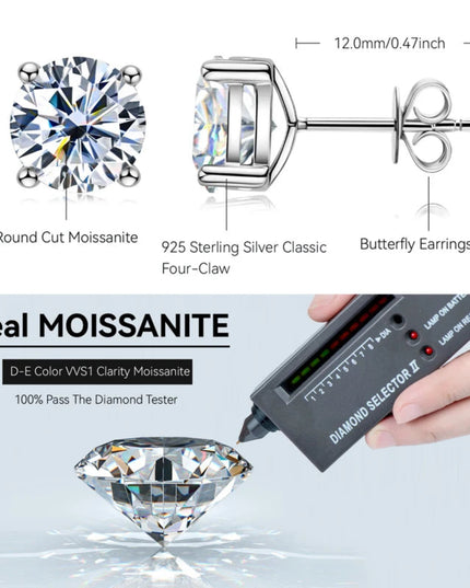 OXTAO With Certified D VVS1 Moissanite Stud Earrings Female Jewelry Sterling Silver S925 Piercing Earrings Wedding Jewelry Gift