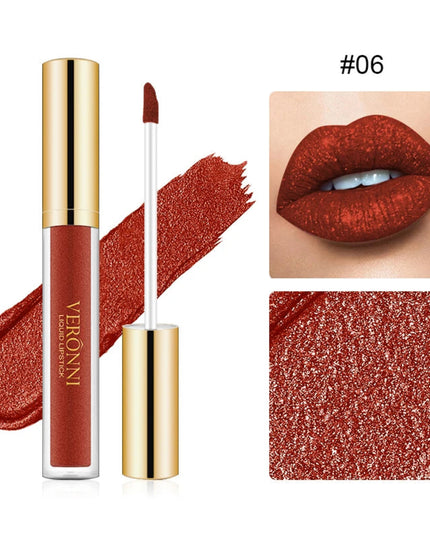 15 Color Glitter Liquid Lipsticks Shimmer Shiny Lipgloss Pearlescent Lip Tint Waterproof Long Lasting Matte Diamond Lips Glaze