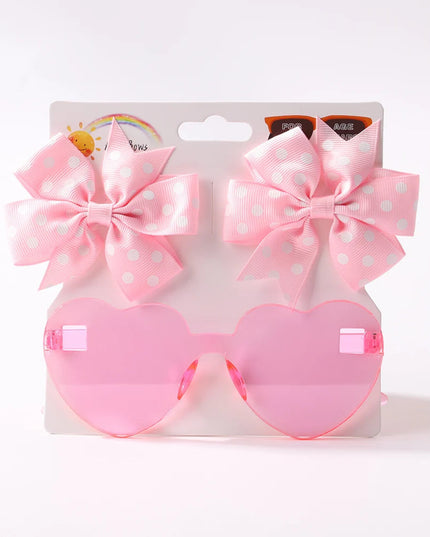 3Pcs/Pack Solid Dot Hair Bows Clip Girls Boutique Bowknot Hair Clips Kids Colorful Heart Sun Glasses Children Hair Accessories