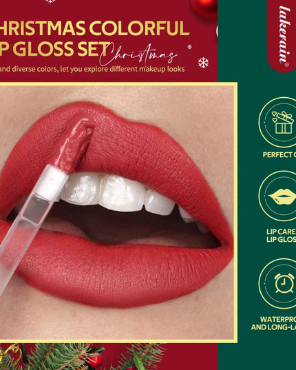 Lake rain Christmas Lip Gloss Set Long Lasting Moisturizing Waterproof Portable Travel Kit Ideal Thanksgiving Christmas Gift