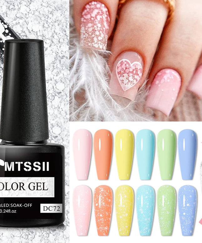 7ml Snowflake Gel Nail Polish UV LED Semi Permanent Milky White Pink Glitter Snow Sequins Gel Nails Art Design Varnish Manicure