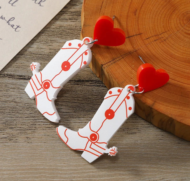 European and American acrylic cow boots Western cowboy hat Howdy Let's go girls earrings jewelry