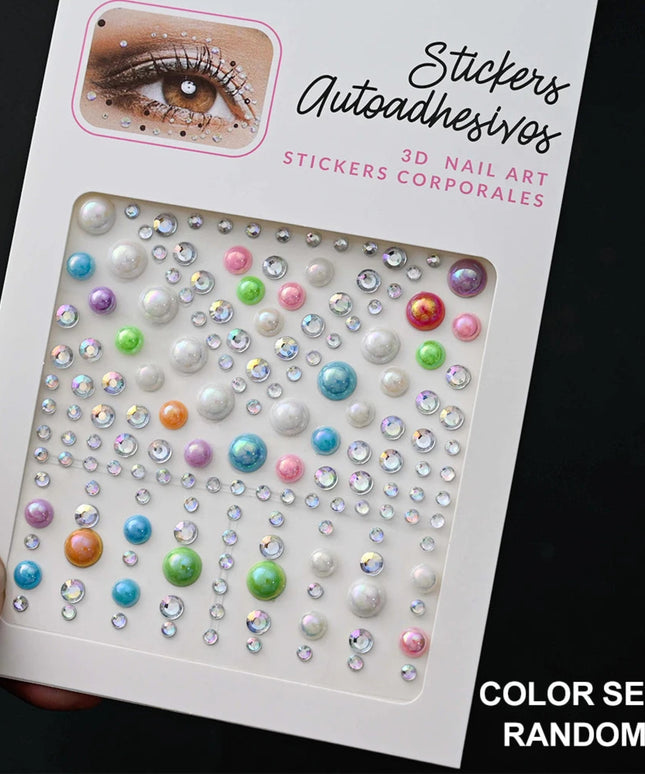 1Pcs Face Diamond Gem Sticker 5D Colorful Rhinestone Tattoo Eyeshadow Stickers fo Festival Nail Body Makeup Bling Jewel DIY Deco