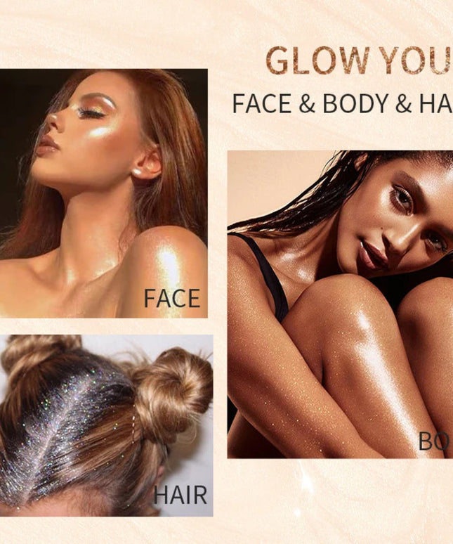 USHAS 4 Color Body Liquid Highlighter Facial Contour Brightening Makeup Long Lasting Sequin Illuminating Moisturizing Highlight