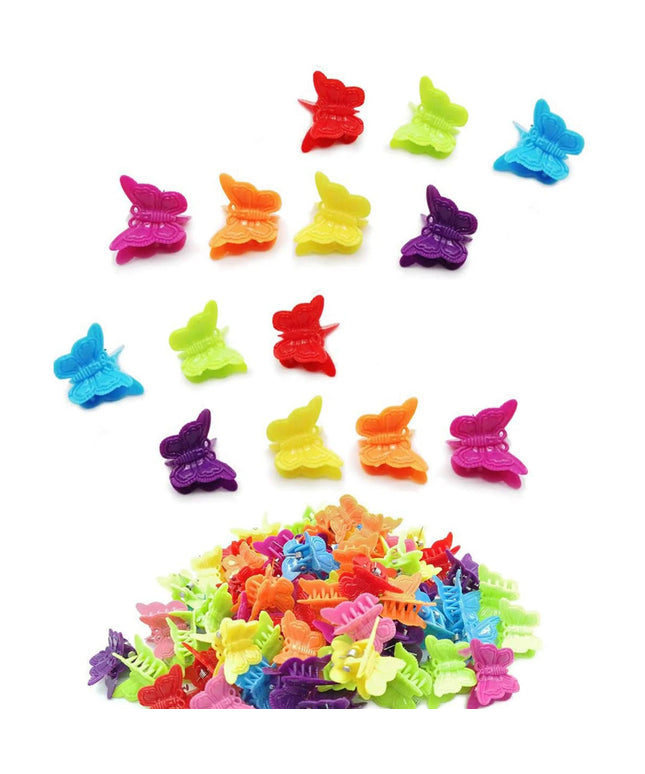 50 Pcs Butterfly Hair Clips Pastel Mini Cute Accessories For Women, Matte Colors Assorted Color, Beautiful And Random Colour