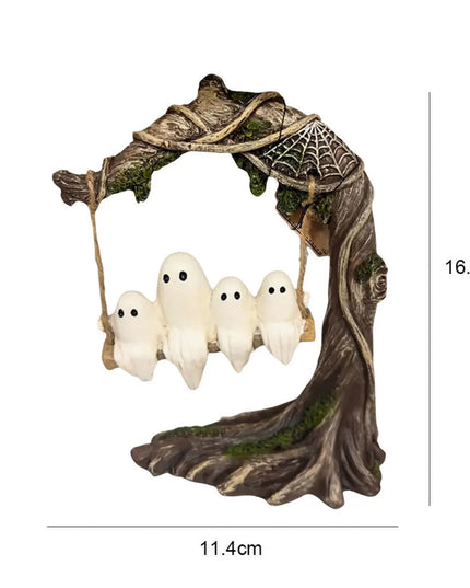 Halloween White Ghost Sculptures Spooky Ghosts Decor White Ghost Swing Decorations for Tabletop Centerpiece
