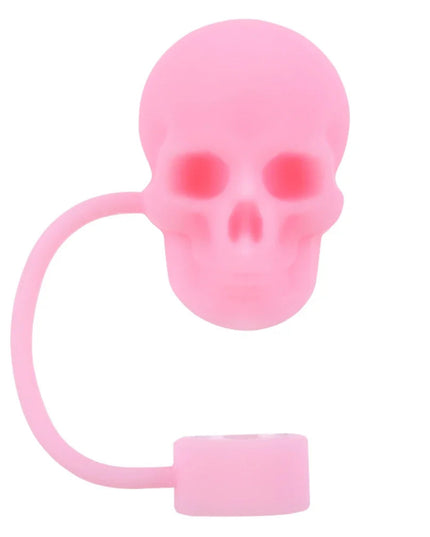 Silicone Cute Skull Straw Covers 10mm Skull Shape Straw Caps Reusable Halloween Skull Straw Toppers for Stanley 30&40 Oz Tumbler